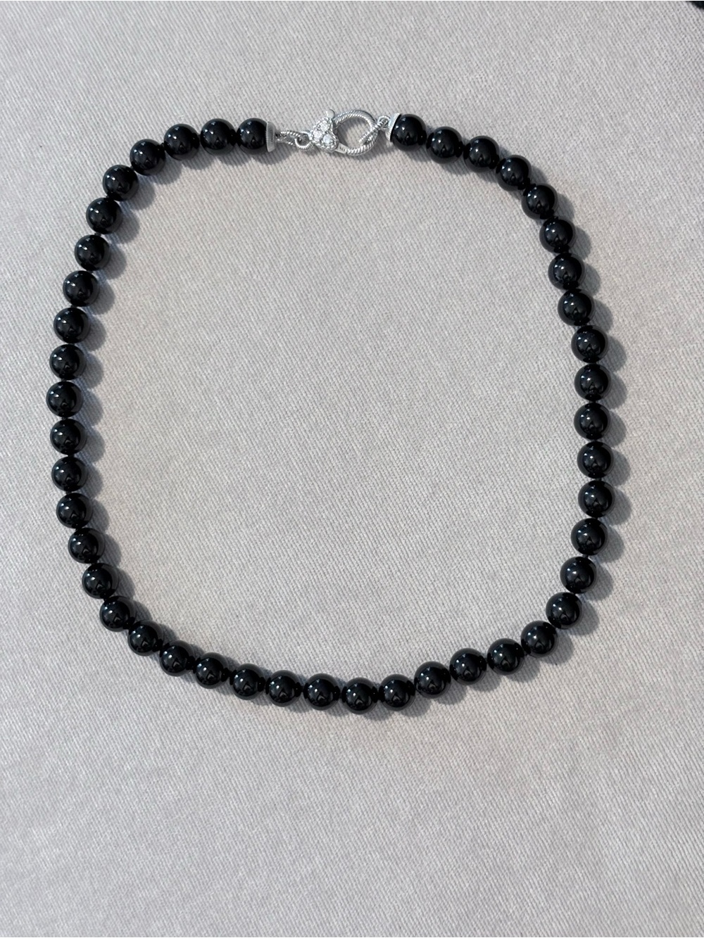 Judith Ripka sterling silver black onyx single-strand bead necklace